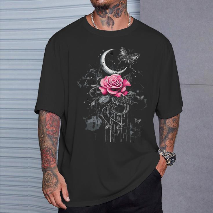 Pink Rose Flower Botanist Garden Gardening Flower Rose T-Shirt Gifts for Him