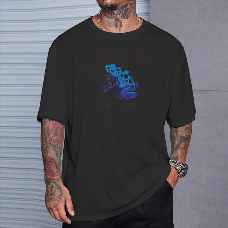 Pixel Animals Bluepoisondartfrog ピクセルアニマルズ コバルトヤドクガエル 黒フォント Tシャツ 彼への贈り物