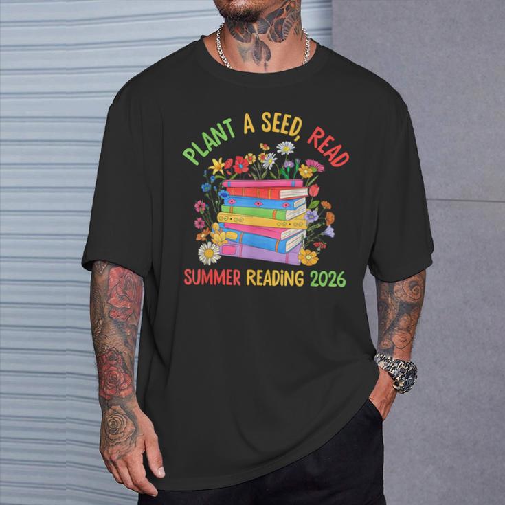 Plant A Seed Read Summer Reading 2026 Librarian Books Floral T-Shirt Gifts for Him