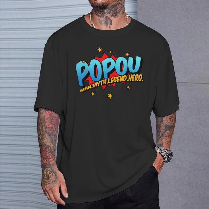 Popou Grandpa Man Myth Legend Hero Pop Art Comic Book T-Shirt Gifts for Him