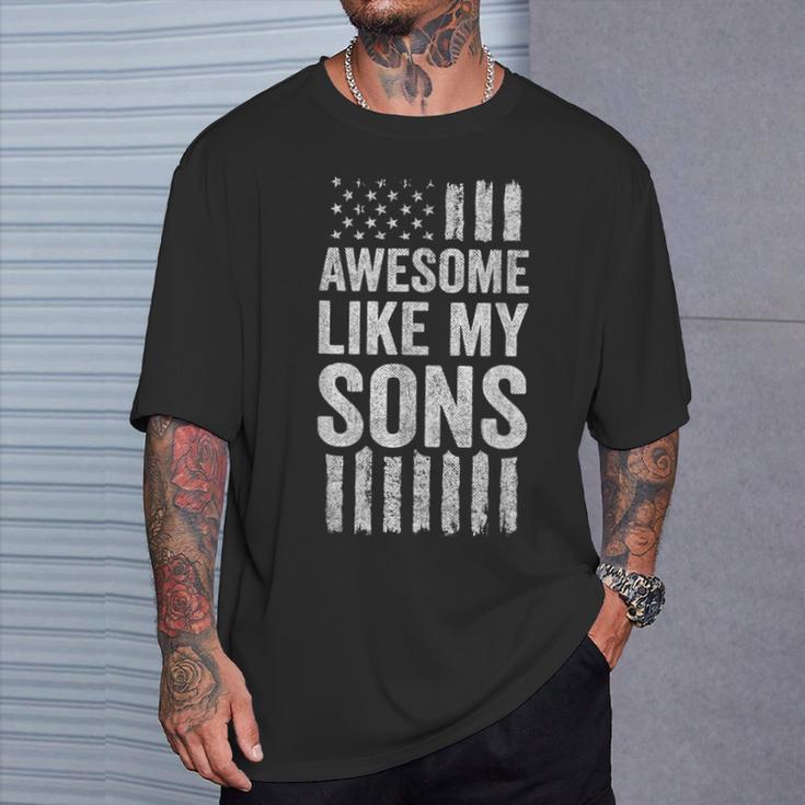 Proud Dad Mom American Flag Awesome Like My Sons T-Shirt Gifts for Him