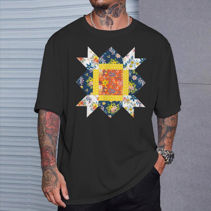 Quilters クラシック風防キルトブロック 花柄パッチワーク Tシャツ 彼への贈り物