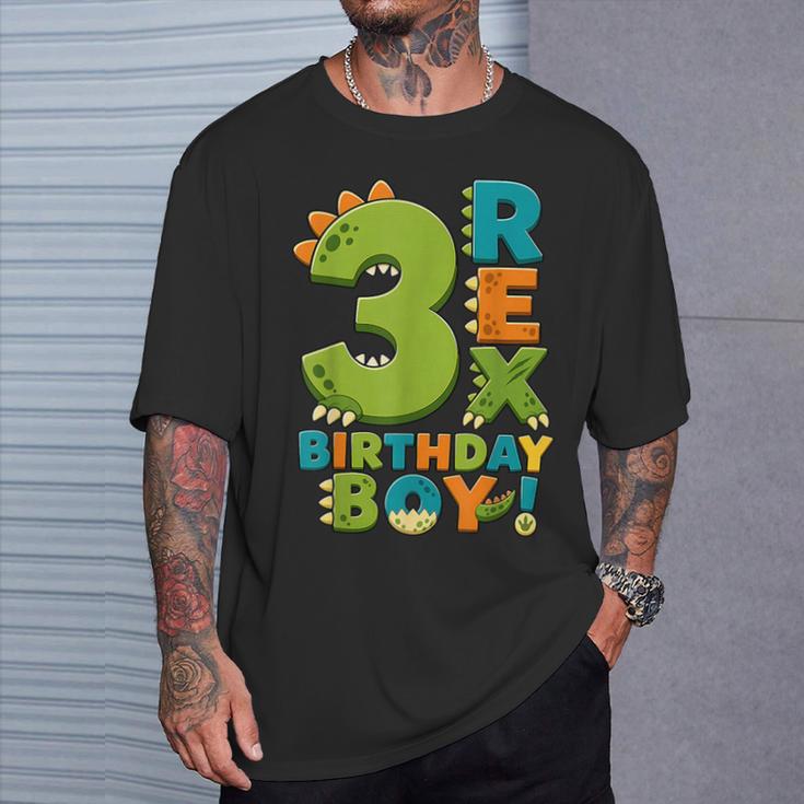 Rawr I'm 3 Three Rex Dinosaur 3Rd Birthday Boy Party Tシャツ 彼への贈り物