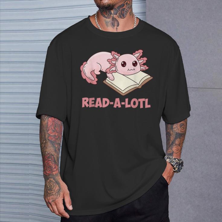 Read-A-Lotl Axolotl Books Reader T-Shirt Gifts for Him