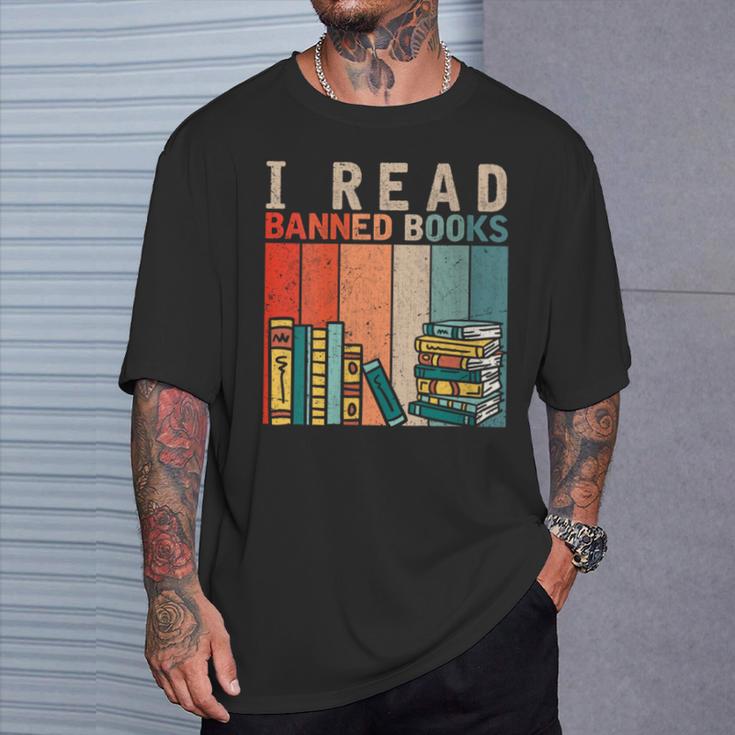 I Read Banned Books Reader Bookworm T-Shirt Gifts for Him