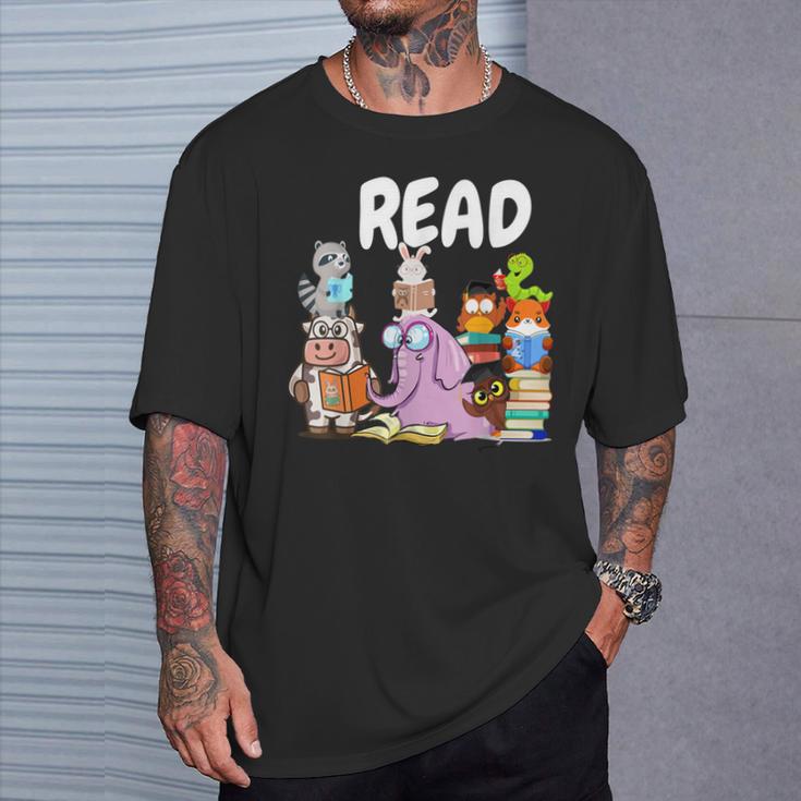 Read Book Club Piggie Elephant Pigeons Teacher Library For Men Women Kids T-Shirt Gifts for Him