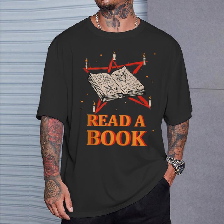 Read a Book Pentagram Satan Occult Goth Satanic T-Shirt Gifts for Him