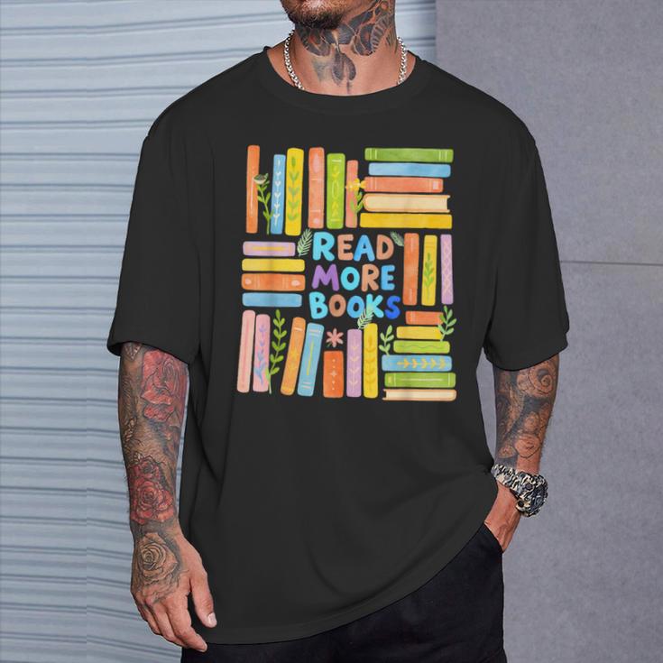 Read More Books Colorful Watercolor Reader T-Shirt Gifts for Him