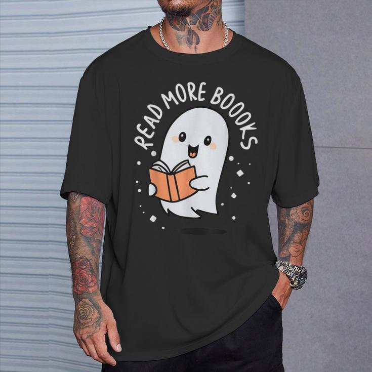 Read More Books Cute Ghost Halloween Teacher T-Shirt Gifts for Him