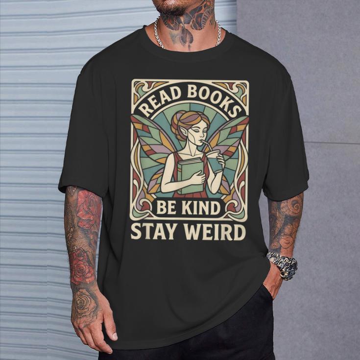 Read Books Be Kind Stay Weird Tarot Fairy Coffee Reading FAE T-Shirt Gifts for Him