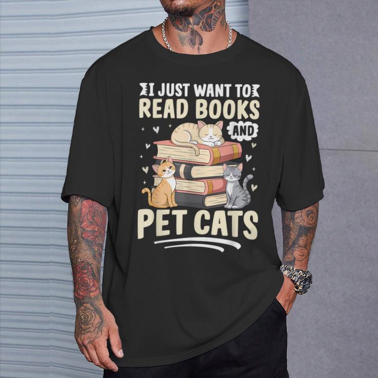 Read Books And Pet Cats Cat Lover Women Girls Kids T-Shirt Gifts for Him