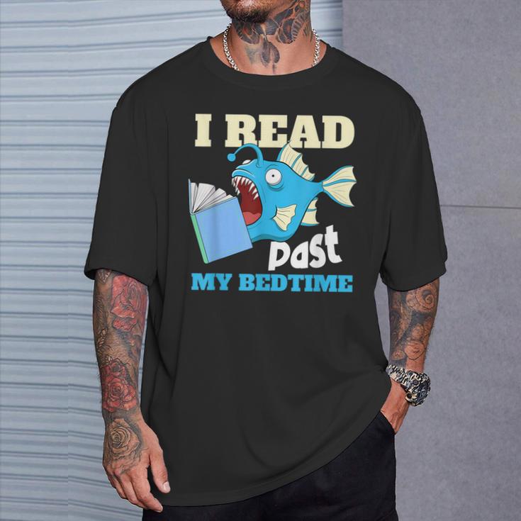 I Read Past My Bed Time Book Reading Anglerfish Librarian T-Shirt Gifts for Him I Read Past My Bed Time Book Reading Anglerfish Librarian T-Shirt Gifts for Him
