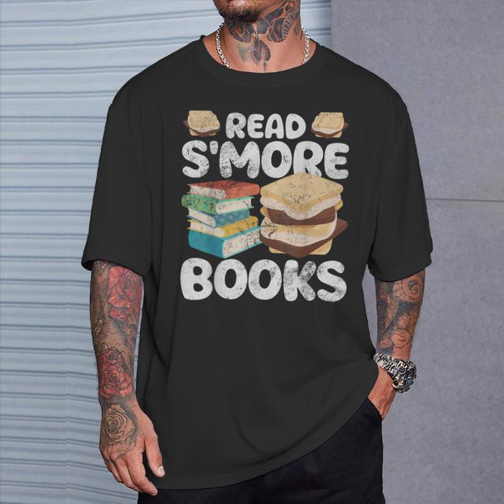 Read S'More Books Camping Reading Bookworm Book Lover Grunge T-Shirt Gifts for Him
