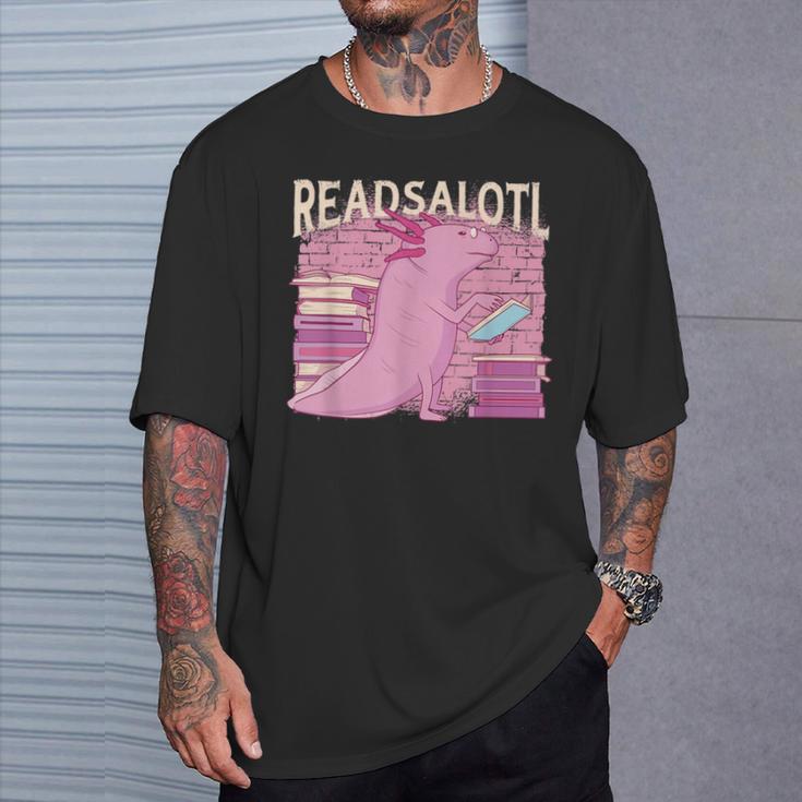 READALOTL Read A Lot AXOLOTL Reader Books Axolotls Meme T-Shirt Gifts for Him