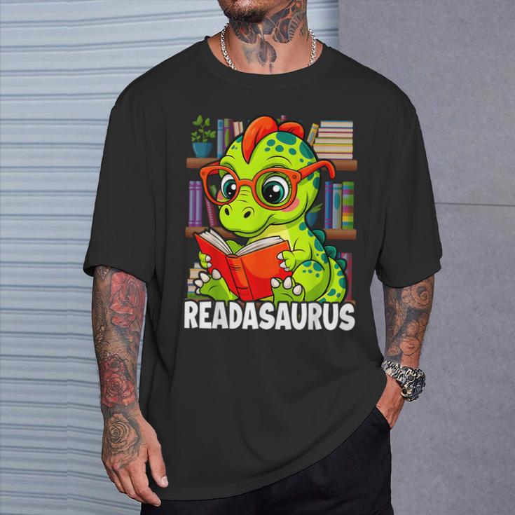 Readasaurus Reading Dinosaur Book Reader Bookworm T-Shirt Gifts for Him