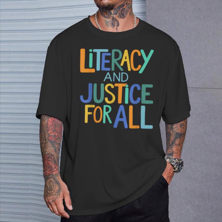 Reading Book Club Literacy And Justice For All Librarian T-Shirt Gifts for Him