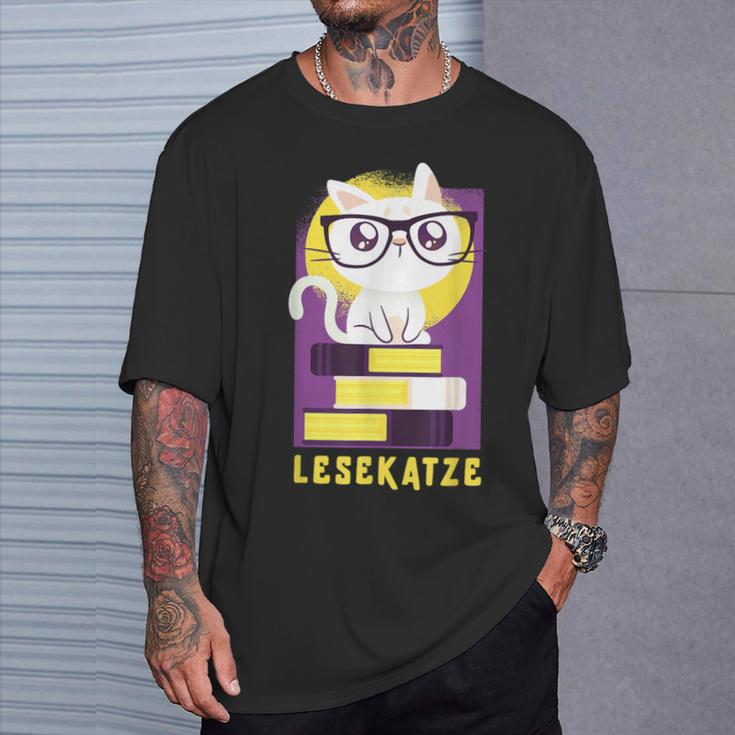 Reading Cat Cat Cat Reading Worm Books Cat Friend Gift For Men Women T-Shirt Gifts for Him