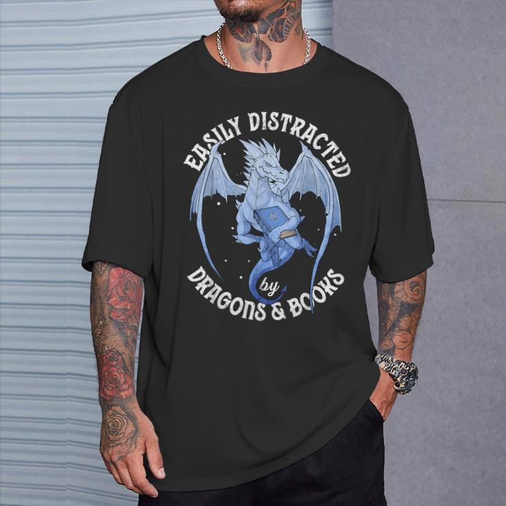 Reading Dragon Easily Distracted By Books Lover Bookworm T-Shirt Gifts for Him Reading Dragon Easily Distracted By Books Lover Bookworm T-Shirt Gifts for Him