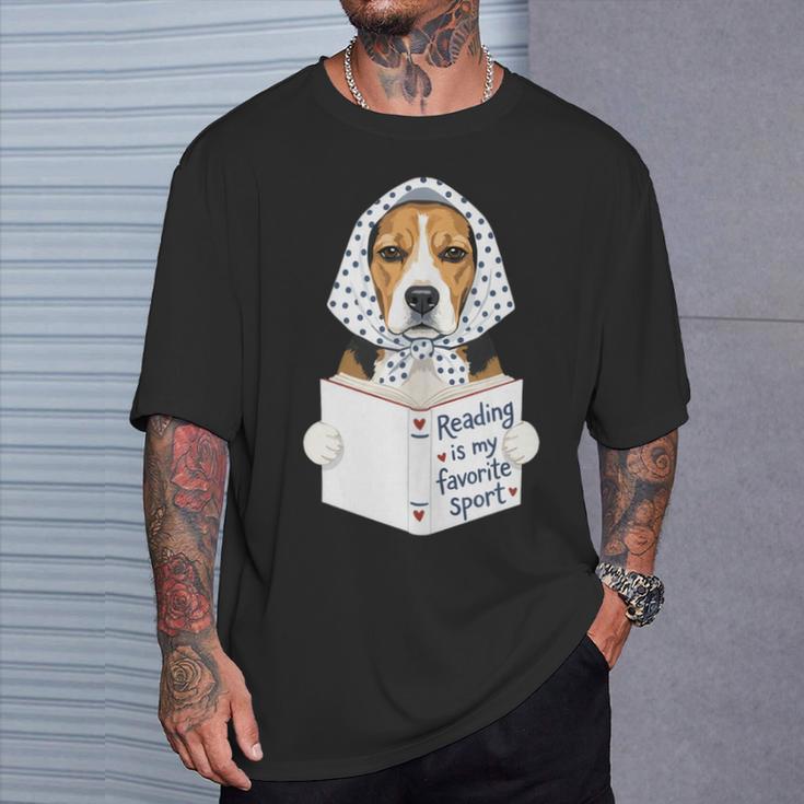 Reading Is My Favorite Sport Beagle Book Lover T-Shirt Gifts for Him