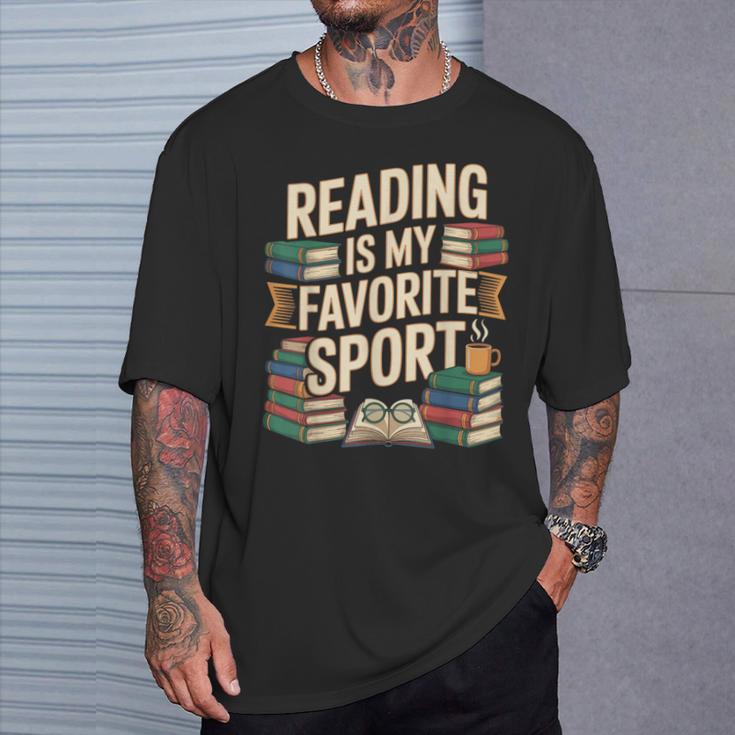Reading Is My Favorite Sport Book Lover Reader T-Shirt Gifts for Him