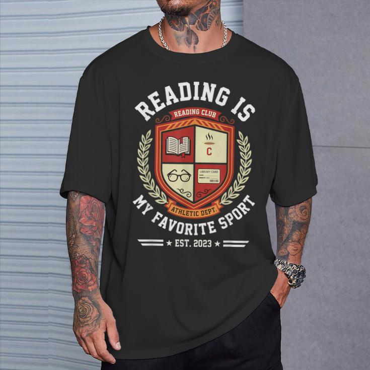 Reading Is My Favorite Sport Varsity Reading Club Book T-Shirt Gifts for Him