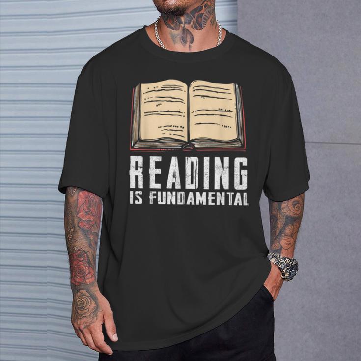 Reading Fundamental Books Lover Bookworm Reader Literature T-Shirt Gifts for Him