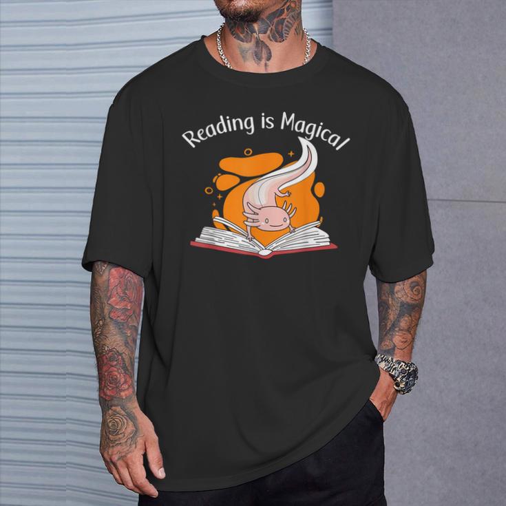 Reading Is Magical Book Lover & Axolotl T-Shirt Gifts for Him Reading Is Magical Book Lover & Axolotl T-Shirt Gifts for Him