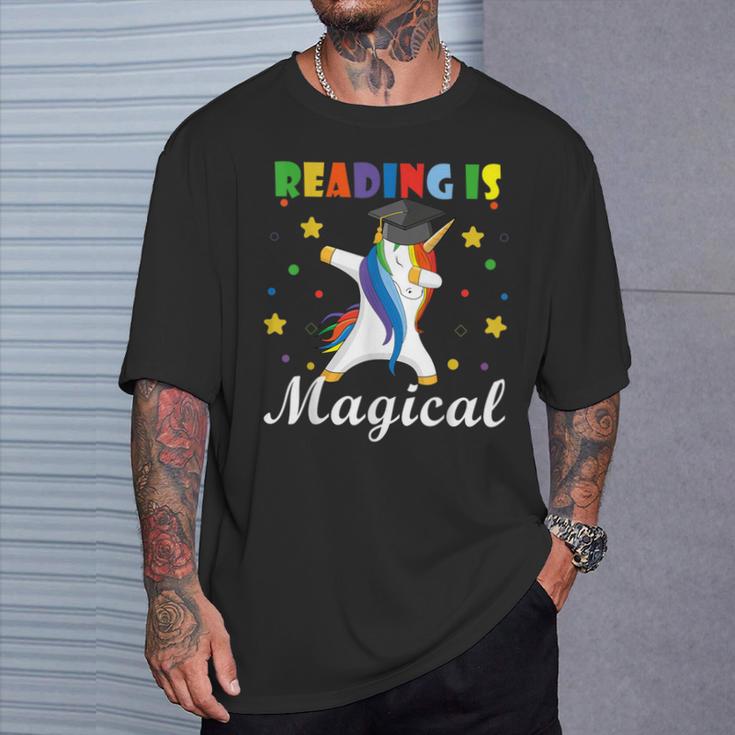 Reading Is Magical Book Lover Unicorn Student Teacher For Men Women Kids T-Shirt Gifts for Him