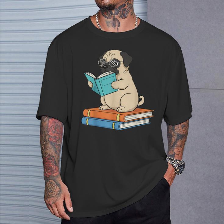 Reading Pug Bookworm Cute Pug With Glasses Books T-Shirt Gifts for Him Reading Pug Bookworm Cute Pug With Glasses Books T-Shirt Gifts for Him