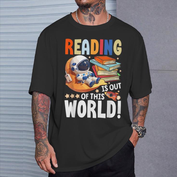 Reading Space Exploration Book Astronomy Lover Bookworm T-Shirt Gifts for Him