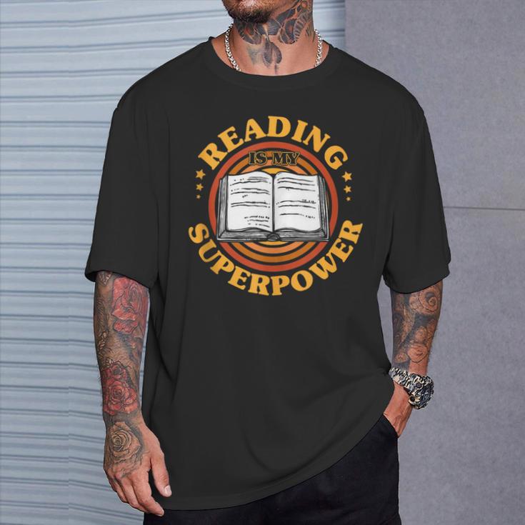 Reading Is My Superpower Book Nerd Bookworm T-Shirt Gifts for Him