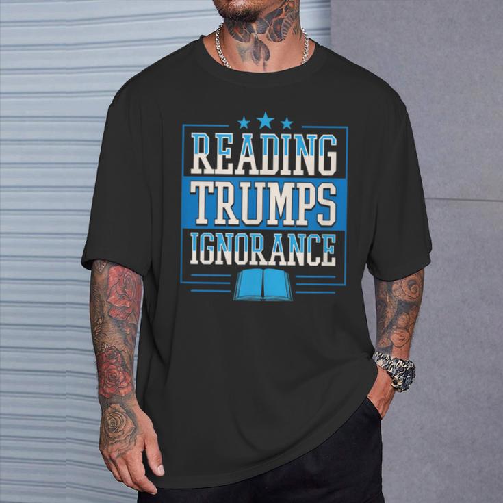 Reading Trumps Ignorance Democrat Book Reading Literary T-Shirt Gifts for Him Reading Trumps Ignorance Democrat Book Reading Literary T-Shirt Gifts for Him