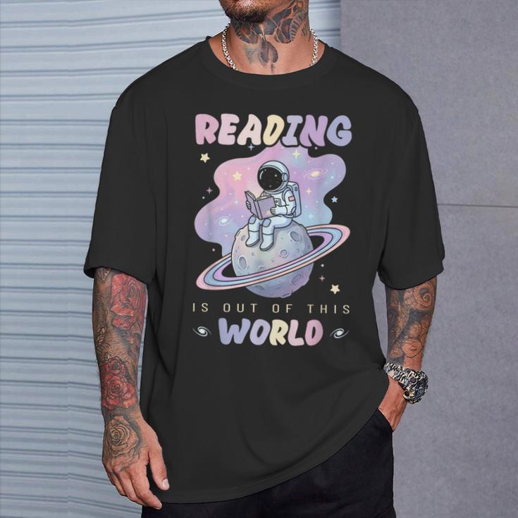 Reading Is Out Of This World Astronaut Space Book Lover T-Shirt Gifts for Him