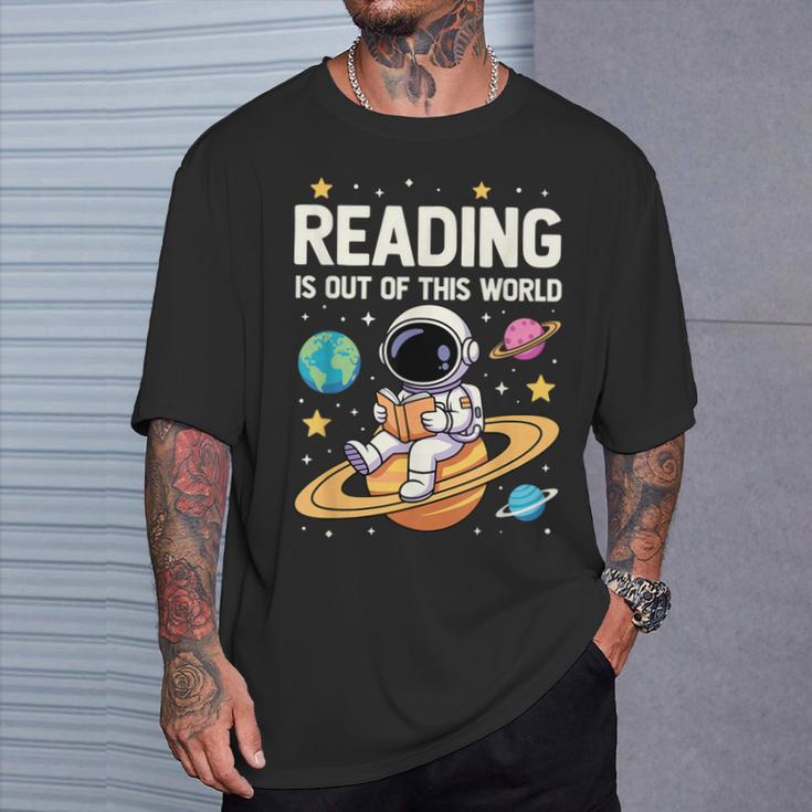 Reading Is Out Of This World Cute Astronaut Books Lover T-Shirt Gifts for Him