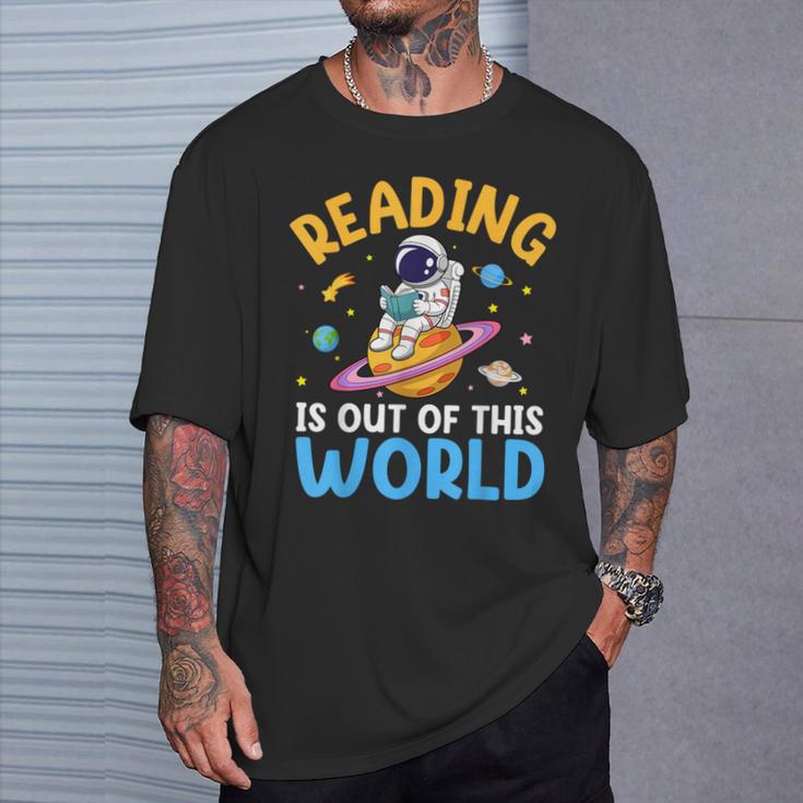 Reading Is Out Of This World Space Read Books Lover T-Shirt Gifts for Him