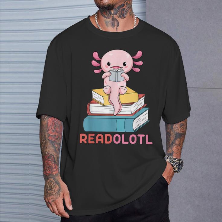 Readolotl Cute Read Axolotl Book Lover Librarian Bookworm T-Shirt Gifts for Him