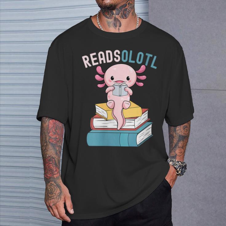 Reads Alotl Shirt Kids Readsolotl Read Axolotl Shirt Books T-Shirt Gifts for Him