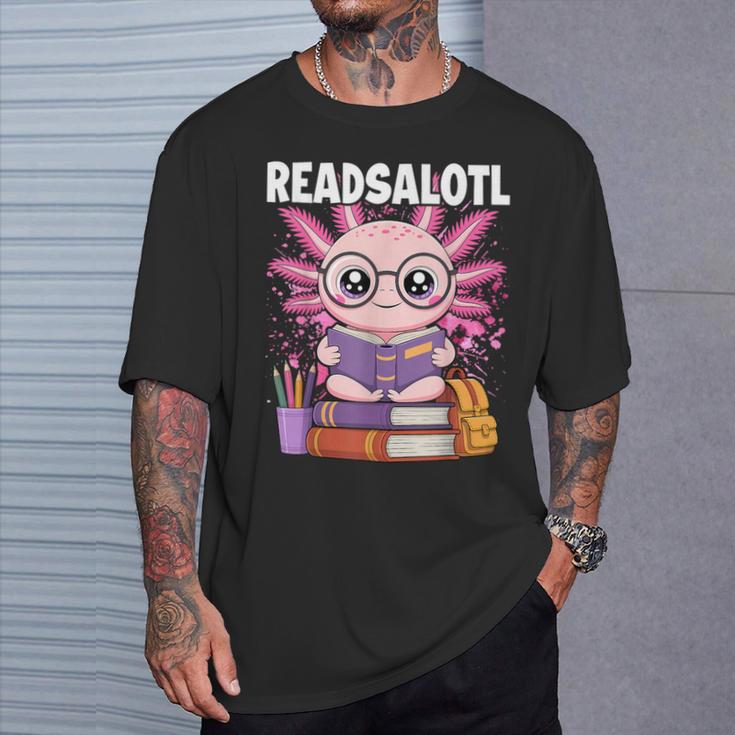 Readsalotl Axolotl Reading Book Bookworm T-Shirt Gifts for Him Readsalotl Axolotl Reading Book Bookworm T-Shirt Gifts for Him