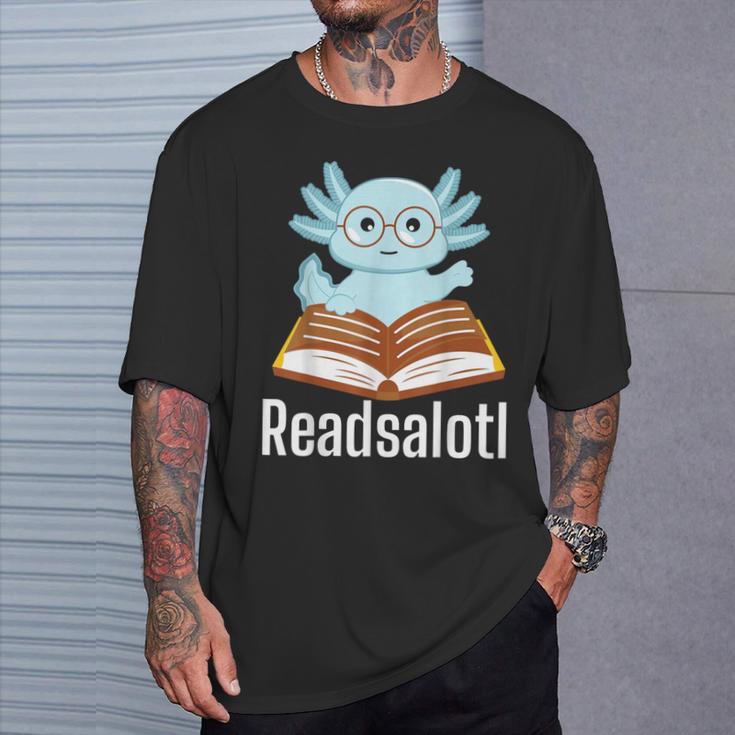 Readsalotl Axolotl Reading Cute Book Lover Bookworm T-Shirt Gifts for Him