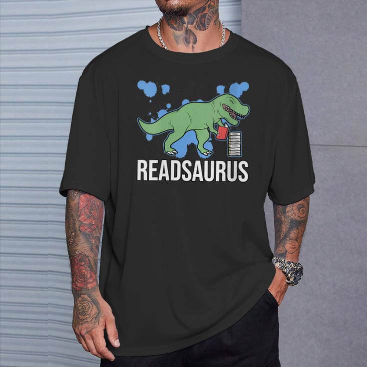 Readsaurus Reader Book Tyrannosaurus T-Rex Dinosaur Jurassic T-Shirt Gifts for Him
