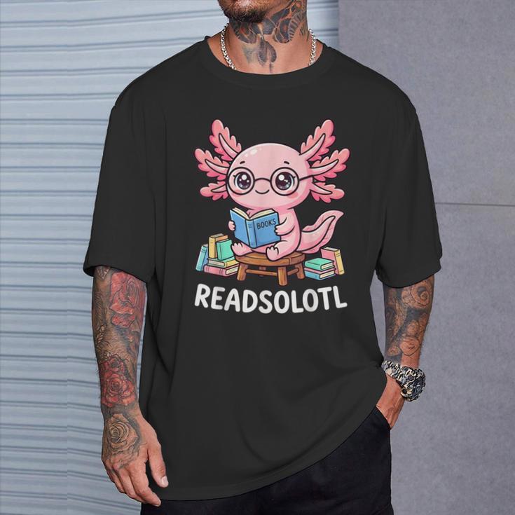 Readsolotl Axolotl Read Books Reading Book Lover Kids T-Shirt Gifts for Him