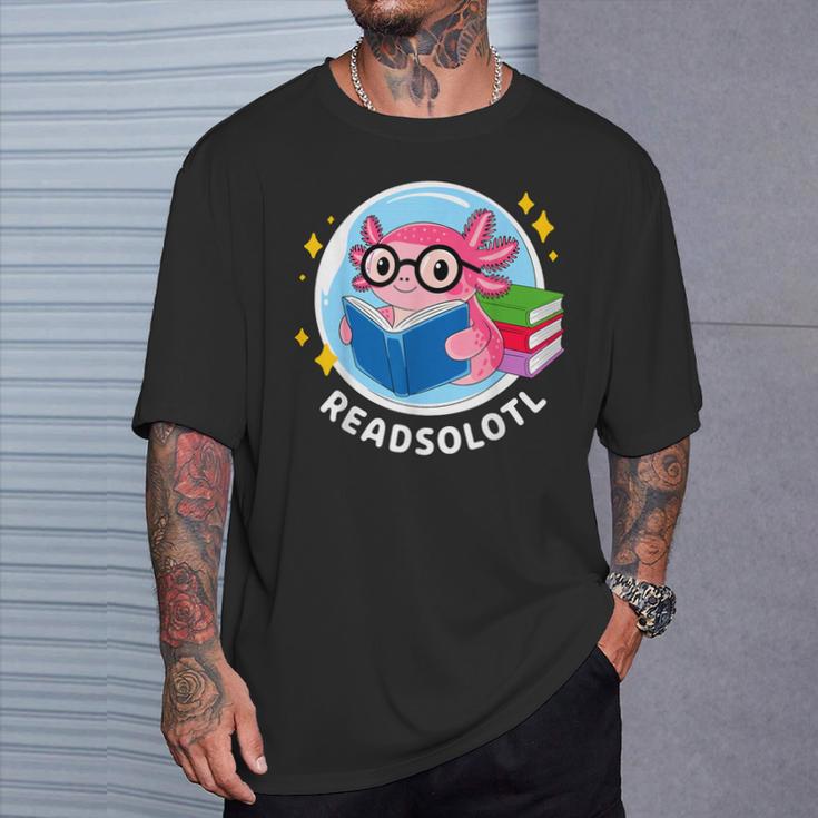 Readsolotl Axolotl Reading Book T-Shirt Gifts for Him