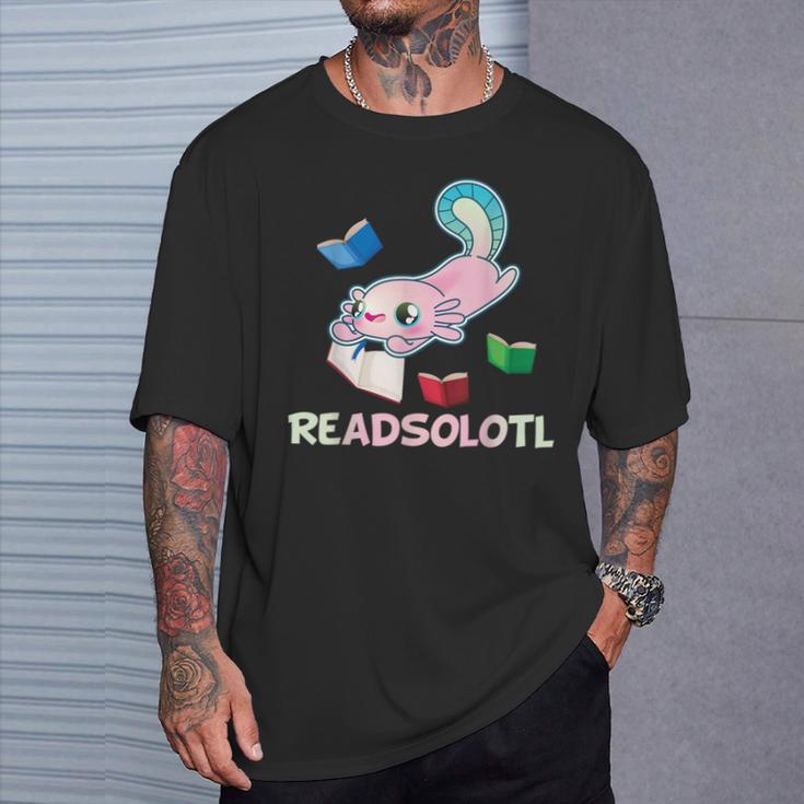 Readsolotl Axolotls Funny Kids Reading Fish Books Lizard T-Shirt Gifts for Him Readsolotl Axolotls Funny Kids Reading Fish Books Lizard T-Shirt Gifts for Him