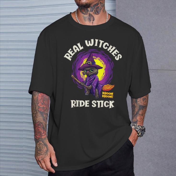 Real Witches Ridetick 面白い 黒猫 ハロウィン Tシャツ 彼への贈り物