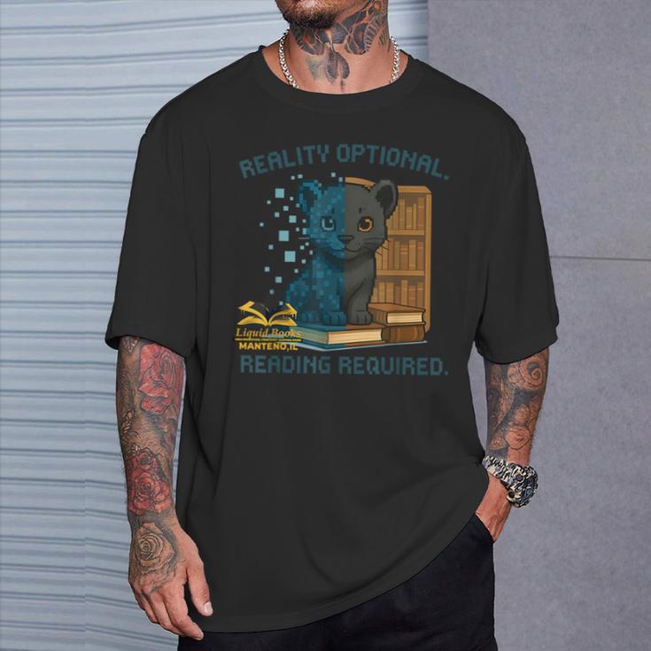 Reality Optional Reading Required Gamer Panther Book T-Shirt Gifts for Him