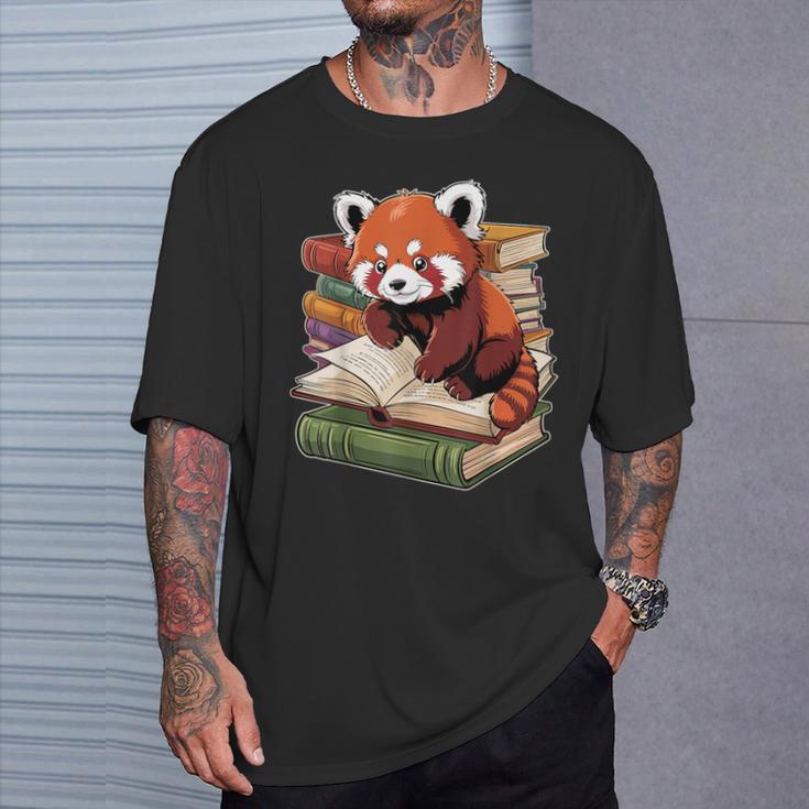 Red Panda Reading Book Animal Bookworm T-Shirt Gifts for Him Red Panda Reading Book Animal Bookworm T-Shirt Gifts for Him