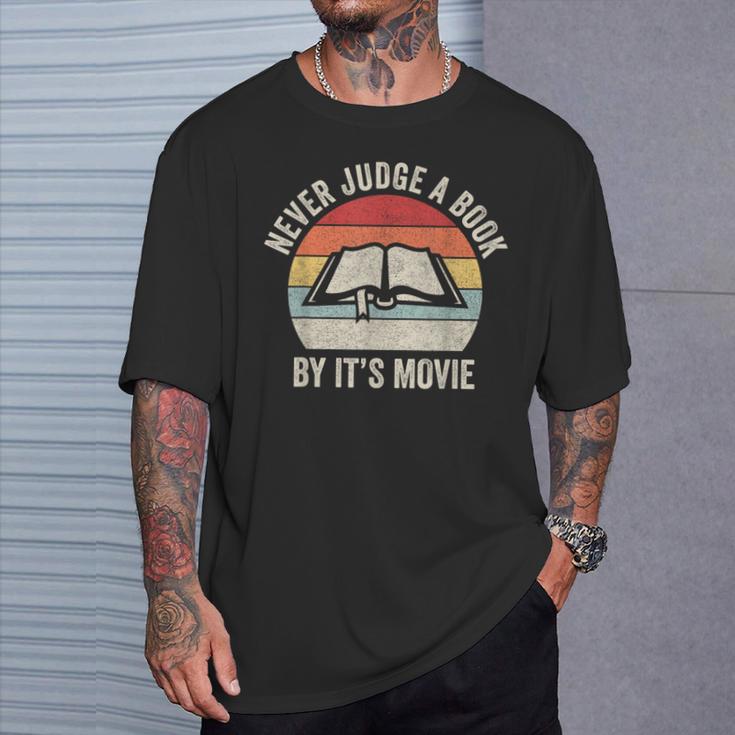 Retro Never Judge A Book By Its Movie Shirt Book Reader T-Shirt Gifts for Him Retro Never Judge A Book By Its Movie Shirt Book Reader T-Shirt Gifts for Him