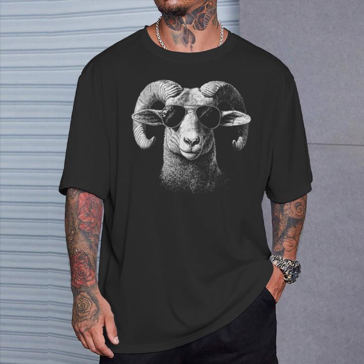 Retro Ram Inonnenbrille Herren Damen Kinder Neuheit Lustig Ram T-Shirt Geschenke für Ihn