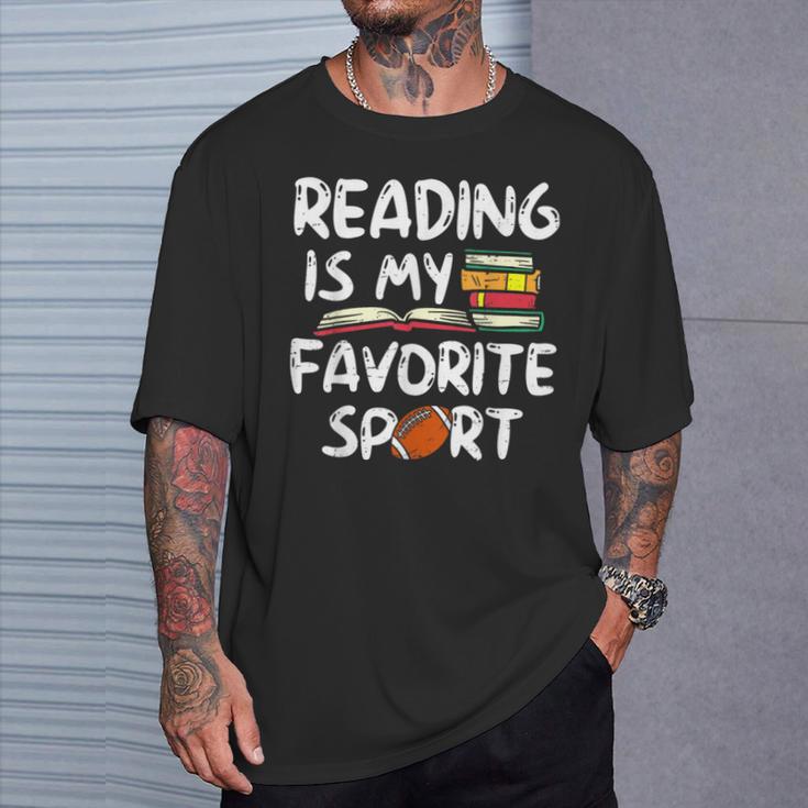 Retro Reading Is My Favorite Sport Football World Book Day T-Shirt Gifts for Him