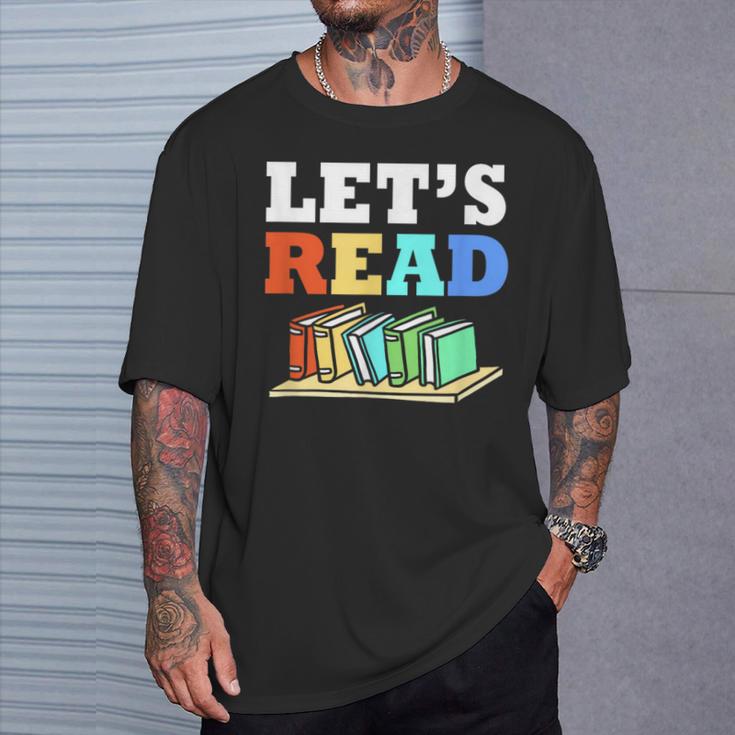 Retro Reading Teacher Book Lover Let's Read T-Shirt Gifts for Him Retro Reading Teacher Book Lover Let's Read T-Shirt Gifts for Him